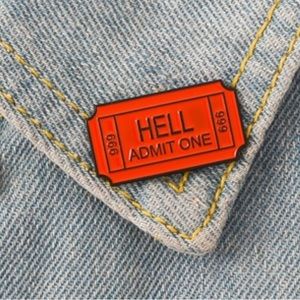 New Red 666 ticket to hell enamel pin